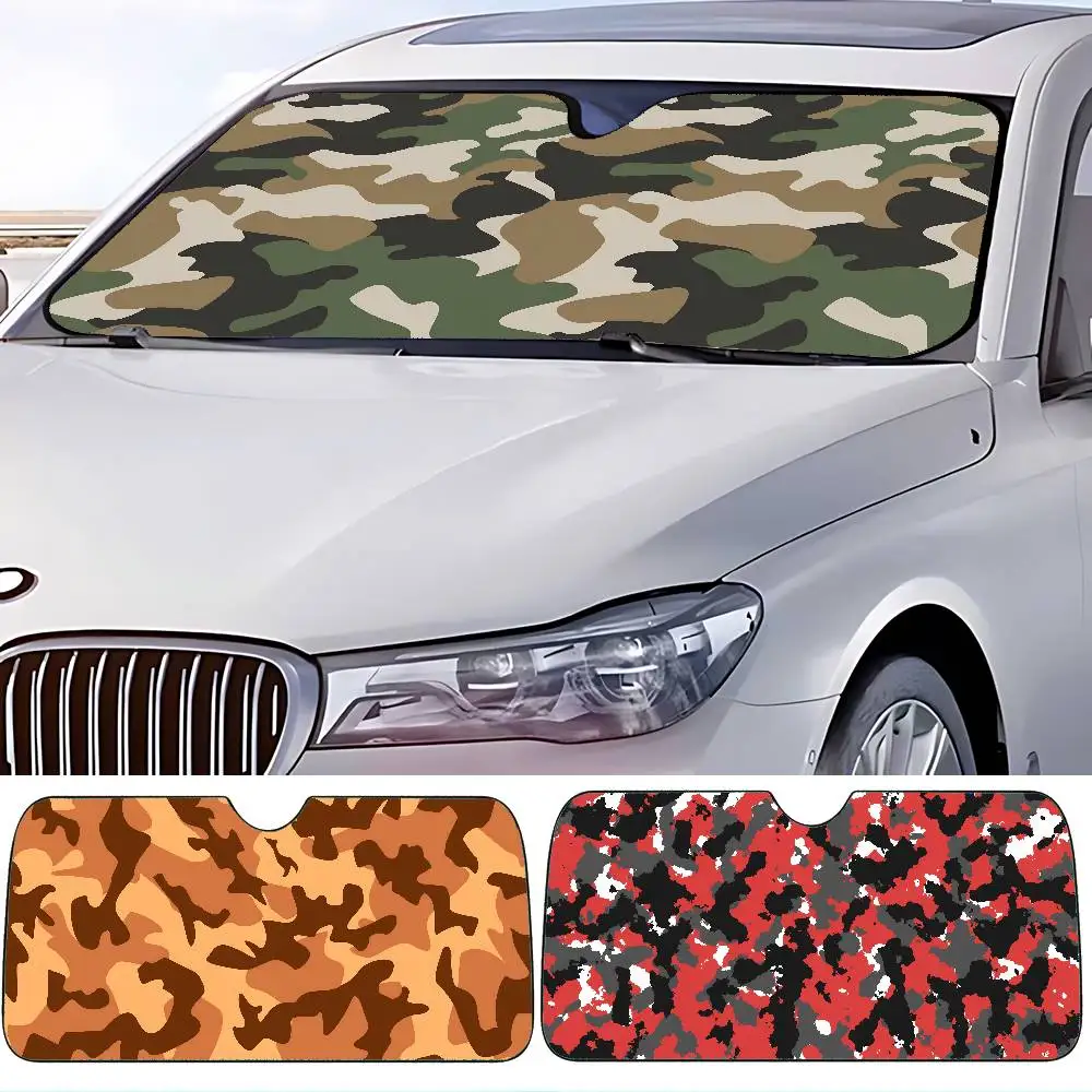 

Военный камуфляжный бесшовный автомобильный солнцезащитный козырек на лобовое стекло, козырек на переднее окно 70x130 см, солнцезащитный козырек, солнечная защита, клетчатый подарок, новинка автомобиля