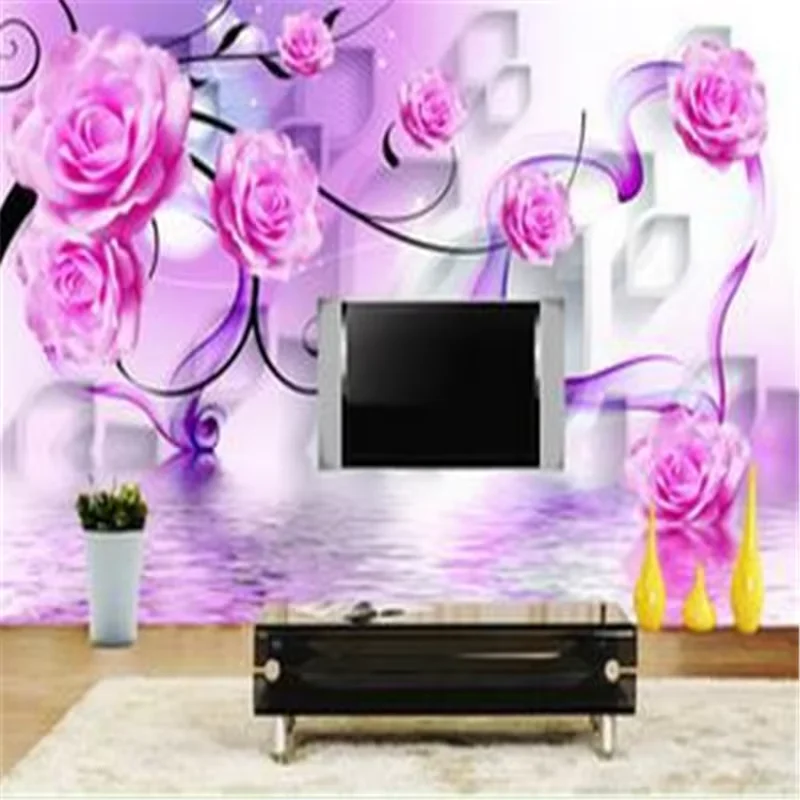 

beibehang 3D rose pattern living room sofa personalized custom wallpaper murals TV wallpaper for walls papel de parede