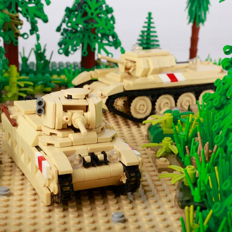 MOC WW2 British Main Battle Tank Model Building Blocks Kit Armored Car Military Vehicle Bricks Toys Boys Gift