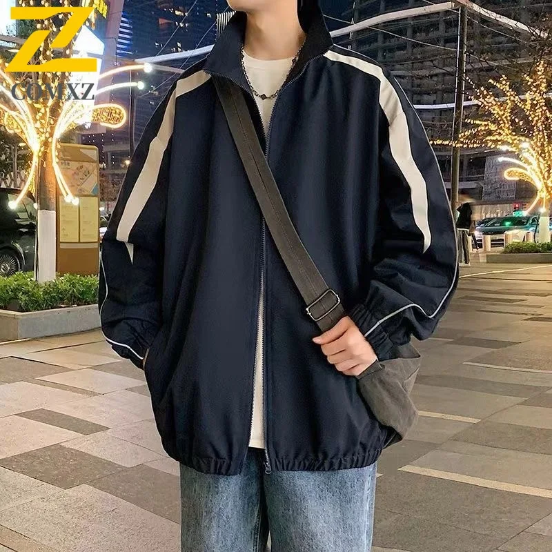 

COMXZ Men's Stand Collar Outdoor Sport Casual Jacket Windproof Waterproof Coat Streetwear Lightweight for Hiking Camping 2025