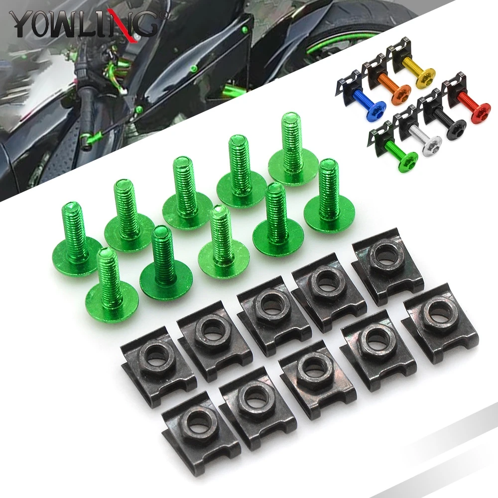 

Universal motorcycle Accessories 6mm body work fairing bolts screws for Kawasaki ZX6R ZX7R ZX10R ZX9R ZX14R NINJA 650R 250 300