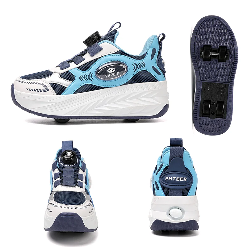 2026New Children's 4-Wheel Detachable Roller Skates Kids Outdoor Casual Sneakers for Boys & Girls Sport Entertainment