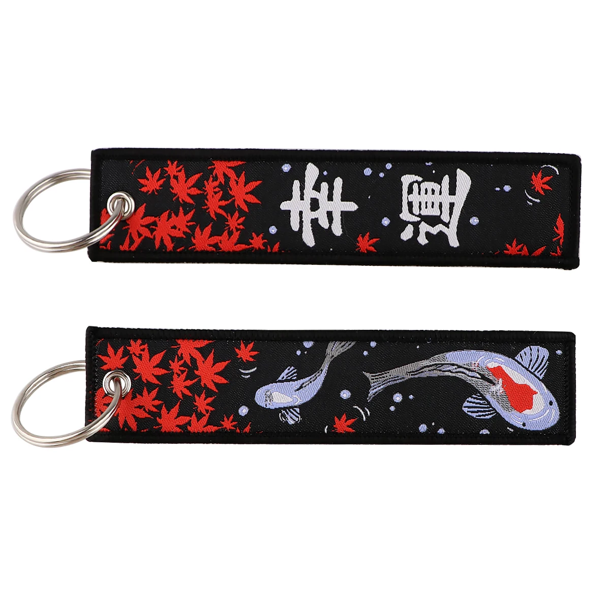 Yin Yang Fish Koi Embroidered Key Fobs Key Tag Keychain for Car Motorcycles Keys Keyring Men Holder Jewelry Gifts