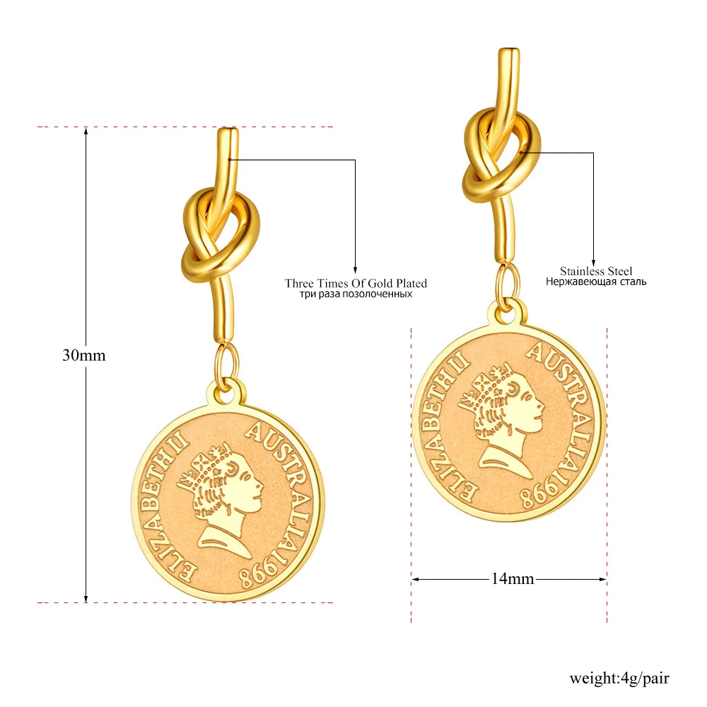 Lokaer Fashion Queen Avatar Charm Earrings Trendy Stainless Steel Party Knot Earrings Jewelry For Women E21141