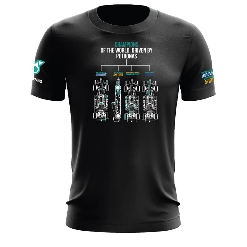 Summer New Men's and Women's Fashion T-shirt, Petronas F1Outdoor Extreme Sports Shirt, Racing Short Sleeve, Children's Large Top