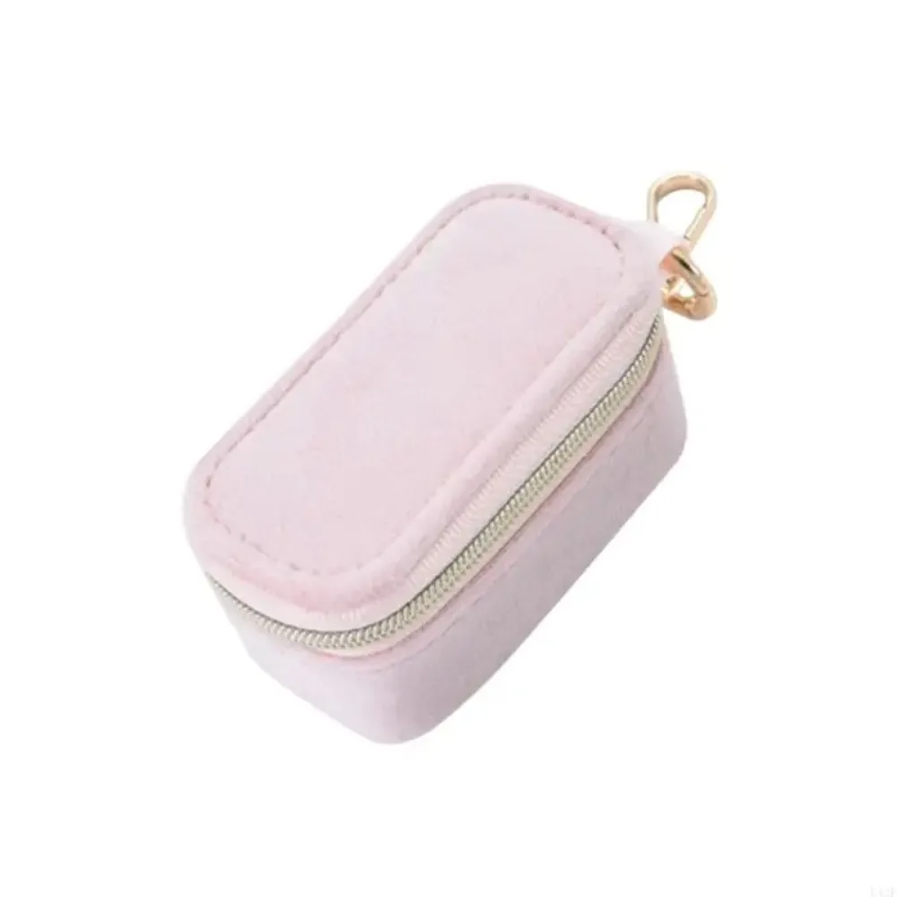 Sturdy Flocking Construction Jewelry Case Ample Storage Space Portable Storage Jewelry Box Mini Travel Zipper Velvet