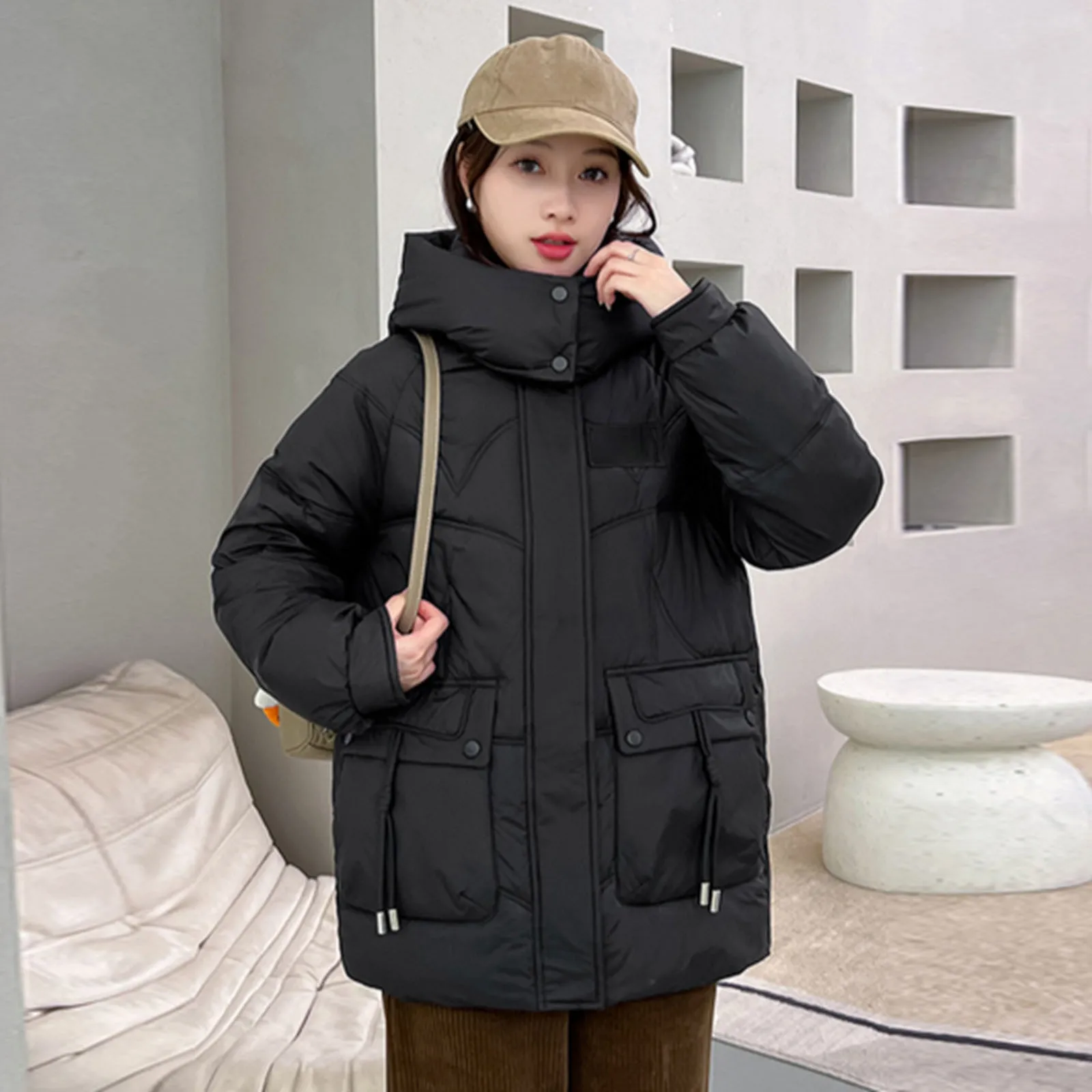 Solid Color Winter Warm Down Jacket Short Hooded For Women Knit Vest Jacket Women Boys plus Size Coats