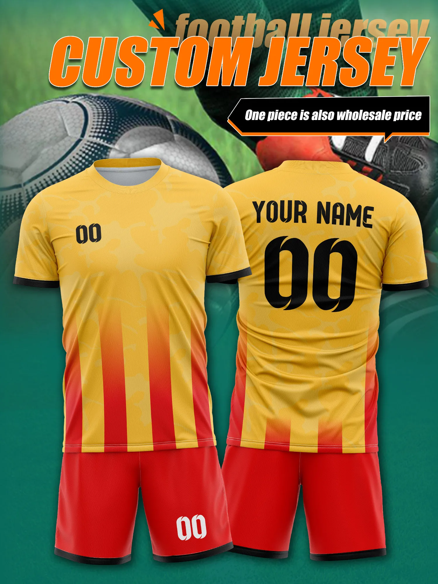 

Футбольная майка с индивидуальным изображением, номером и именем, с изогнутыми швами, эргономичная, гладкая, спортивная футбольная экипировка