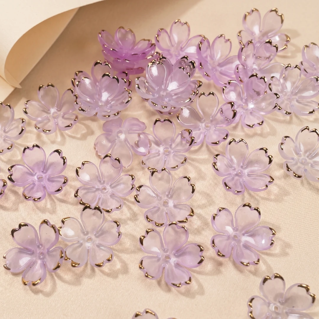 50pcs 19mm Cherry Blossom Beads Gradient Acrylic Flower Beads Mini Spacer Hair Accessory for DIY Bracelet Earring Jewelry Making view 4