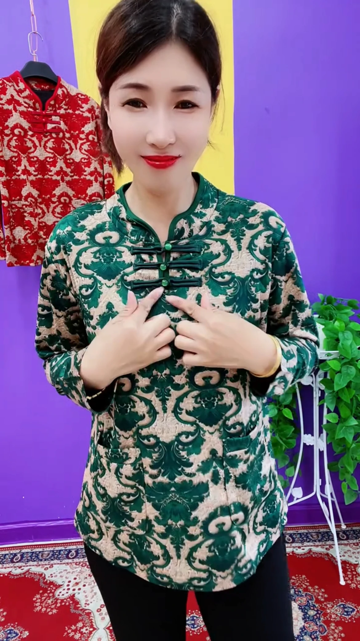 تطريز الأزهار طويل Sve Midi Dr زر حتى طبقة قاعدة Sle العرقية irt للنساء في منتصف العمر