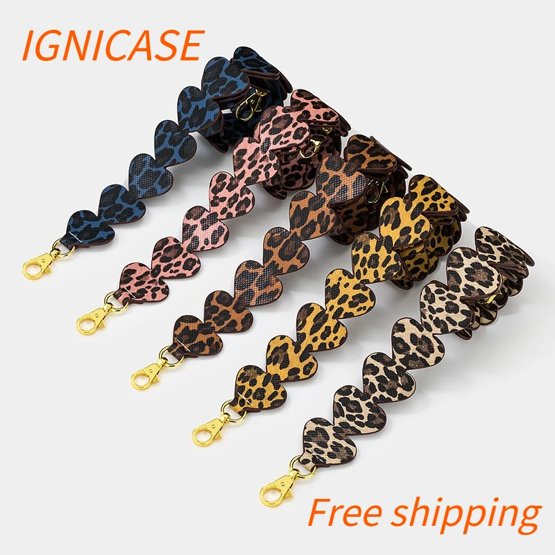ignicase-新ファッションヒョウ柄バッグシングルショルダー幅バッグストラップピーチハート交換用ショルダーストラップアクセサリー