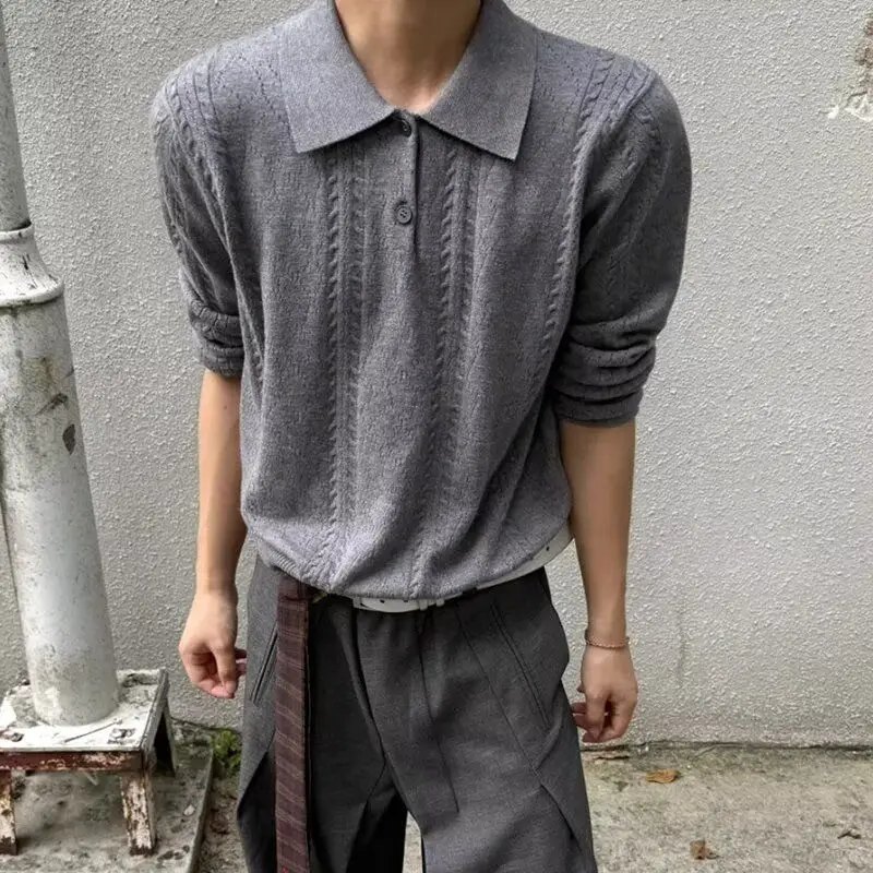 

American Retro Casual V-Ne Knitted Sweater Men's Color Open Cardigan Winter Outerwear Loose Fit Long Sve