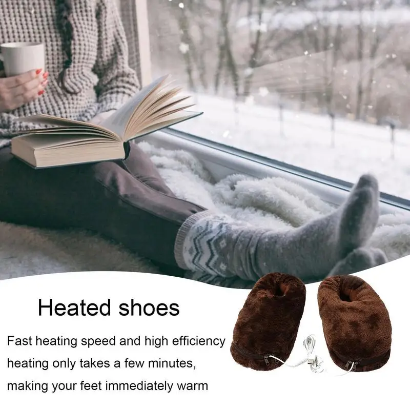 Fast Heating Slippers Winter USB Electric Foot Warmer Shoes Unisex for Apartment Study Room Bedroom Dormitory Christmas Gift