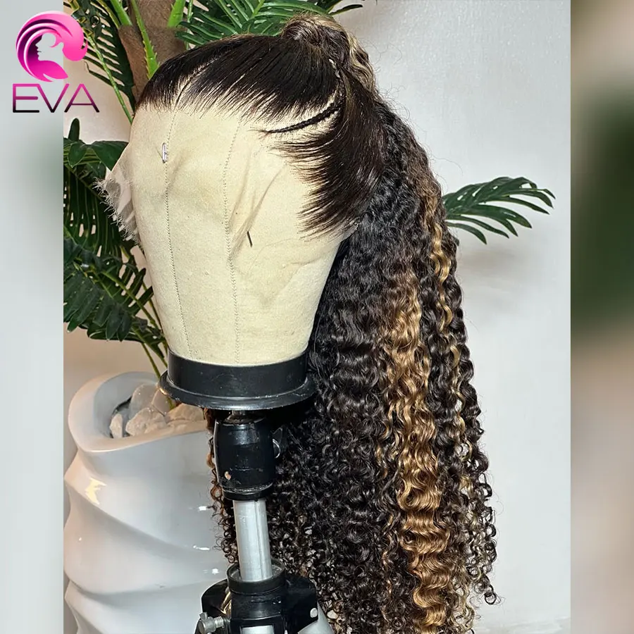 إيفا HD الدانتيل الباروكة شعر بشري مجعد يسلط الضوء على غلويليس HD الدانتيل إغلاق شعر مستعار قبل قطعها 5x5/6x6 HD الدانتيل إغلاق شعر مستعار قبل قطعها