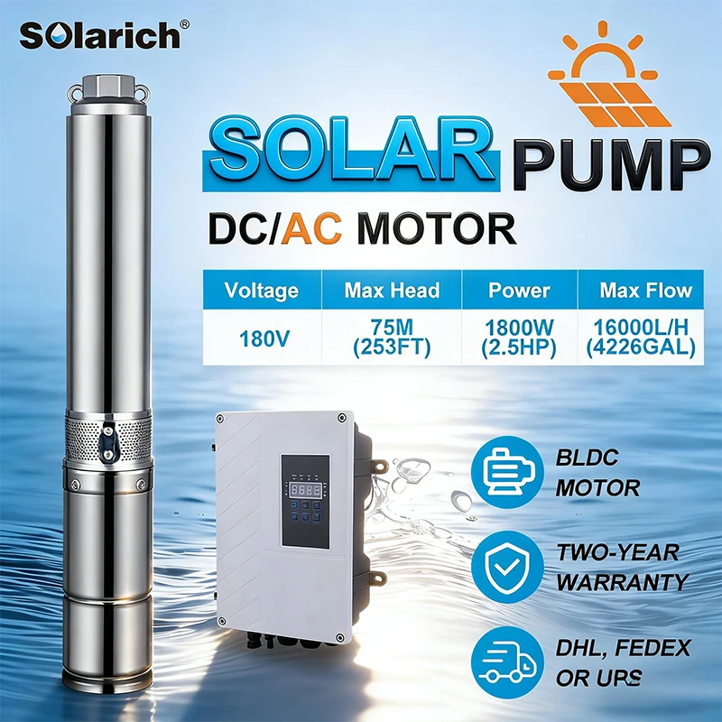 

Системы орошения SOLARICH: 4-дюймовый гибридный солнечный водяной насос для капельного орошения в сельском хозяйстве, солнечный насос, эффективное решение для полива, 3 л.с.