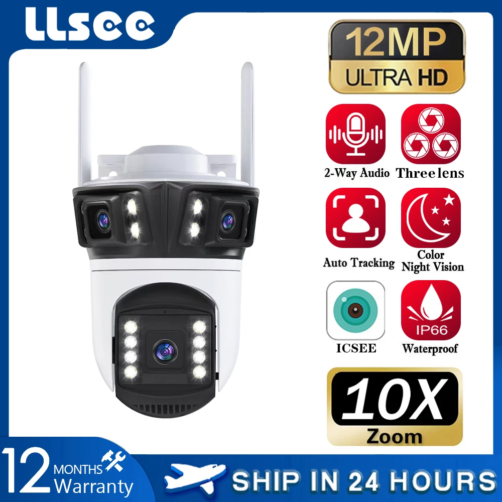 LLSEE ICSEE WIFI 4K dual lens WIFI security camera 8MP camera CCTV wireless home camera IP security camera