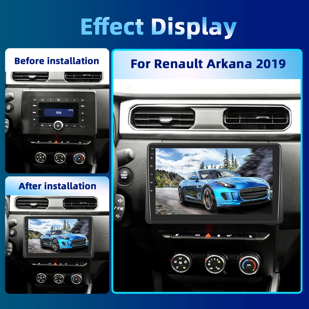 Podofo AI Voice  8G+128G Android 2 din Car Multimedia palyer Radio for Renault Arkana 2019 CarPlay Car audio GPS DSP autoradio