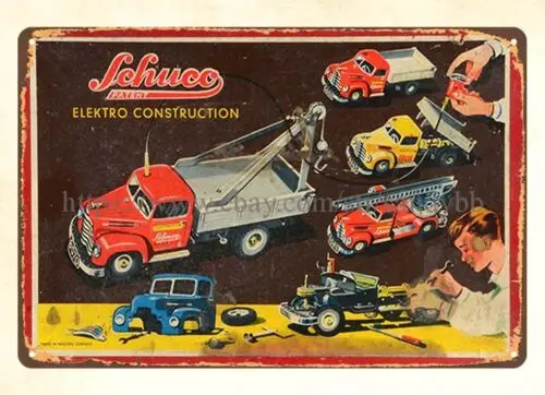 GERMAN CONSTRUCTION TRUCK childhood toy metal tin sign wall art made of metal