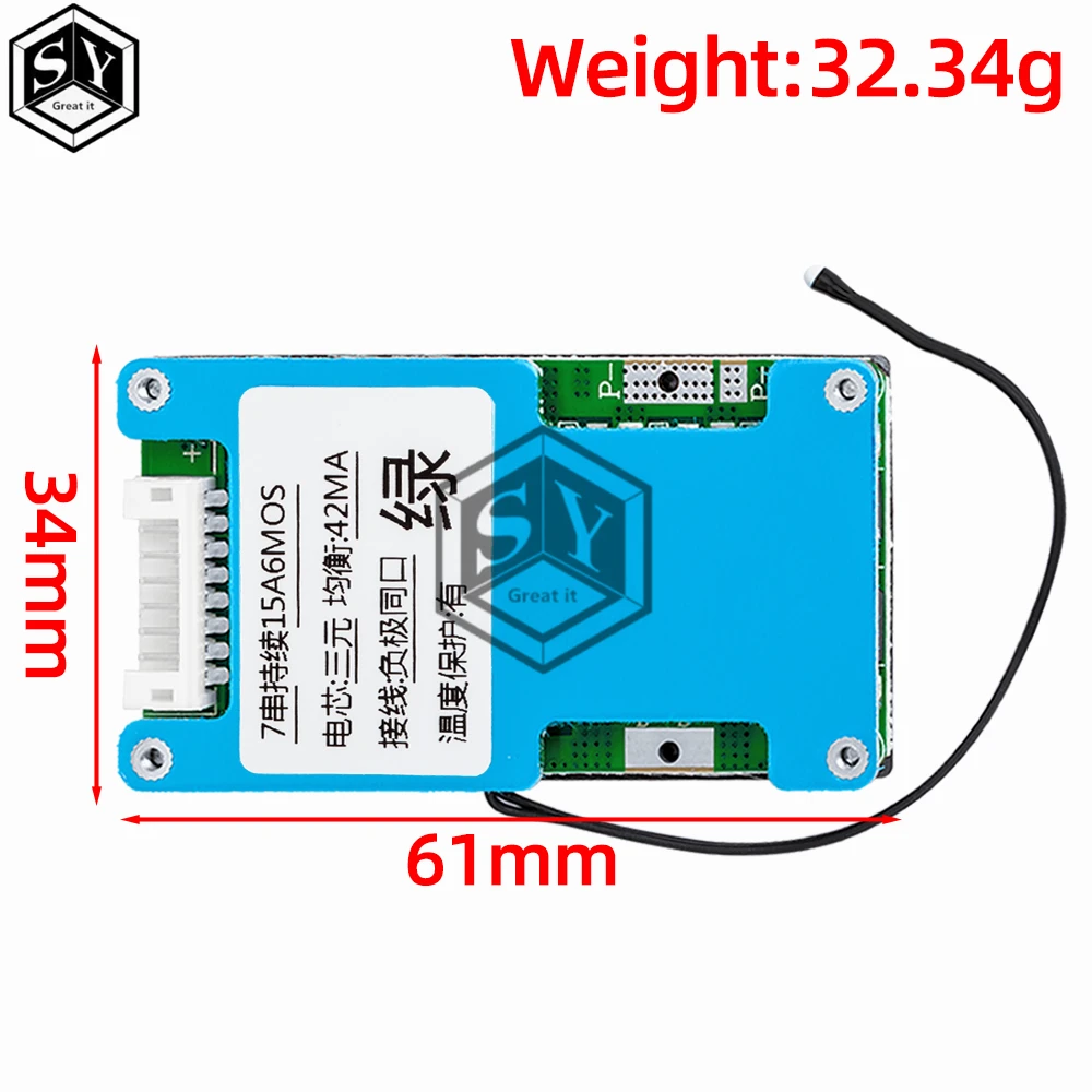 BMS 7S 24V 15A 20A 25A Li-ion Lmo Ternary Lithium 18650 Battery Charge Protection Board Balance And NTC Temperature Protect