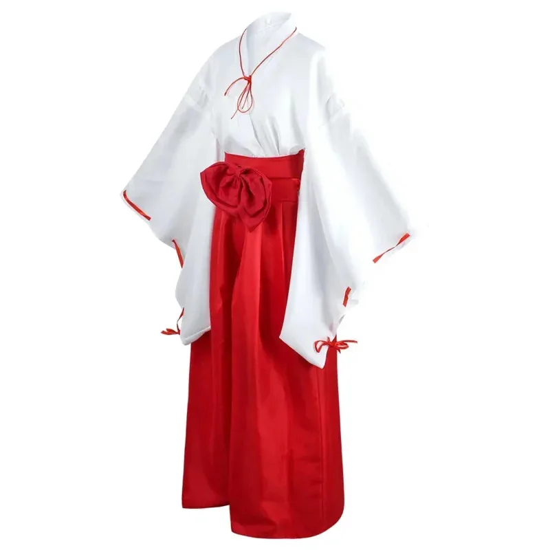 Anime InuYasha kik0cosplay vestido niñas rojo blanco kimono cosplay disfraz Halloween Navidad fiesta uniforme kimono conjunto zapato peluca