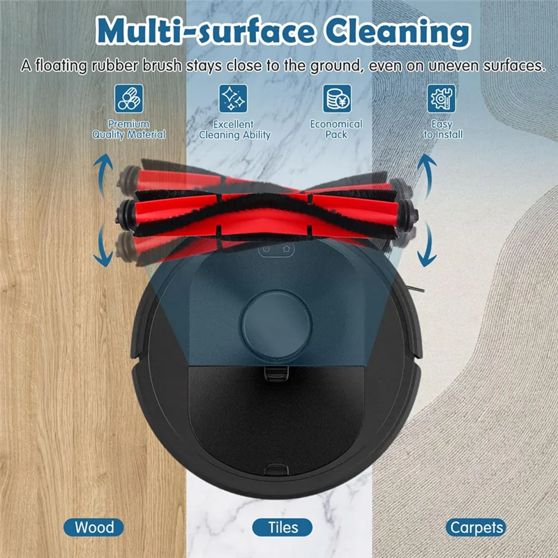 مجموعة ملحقات بديلة متوافقة مع مكنسة Roborock Q5 / Q5+ Plus Robot، والفرش الرئيسية ومرشحات HEPA والفرش الجانبية-A77G