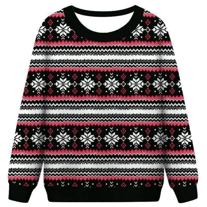 Christmas Tree Snow Pattern Sweatshirts For Men Deer Santa Claus 3D Print Tops Autumn Loose O-Neck Hoodies Long Sleeves Pullover