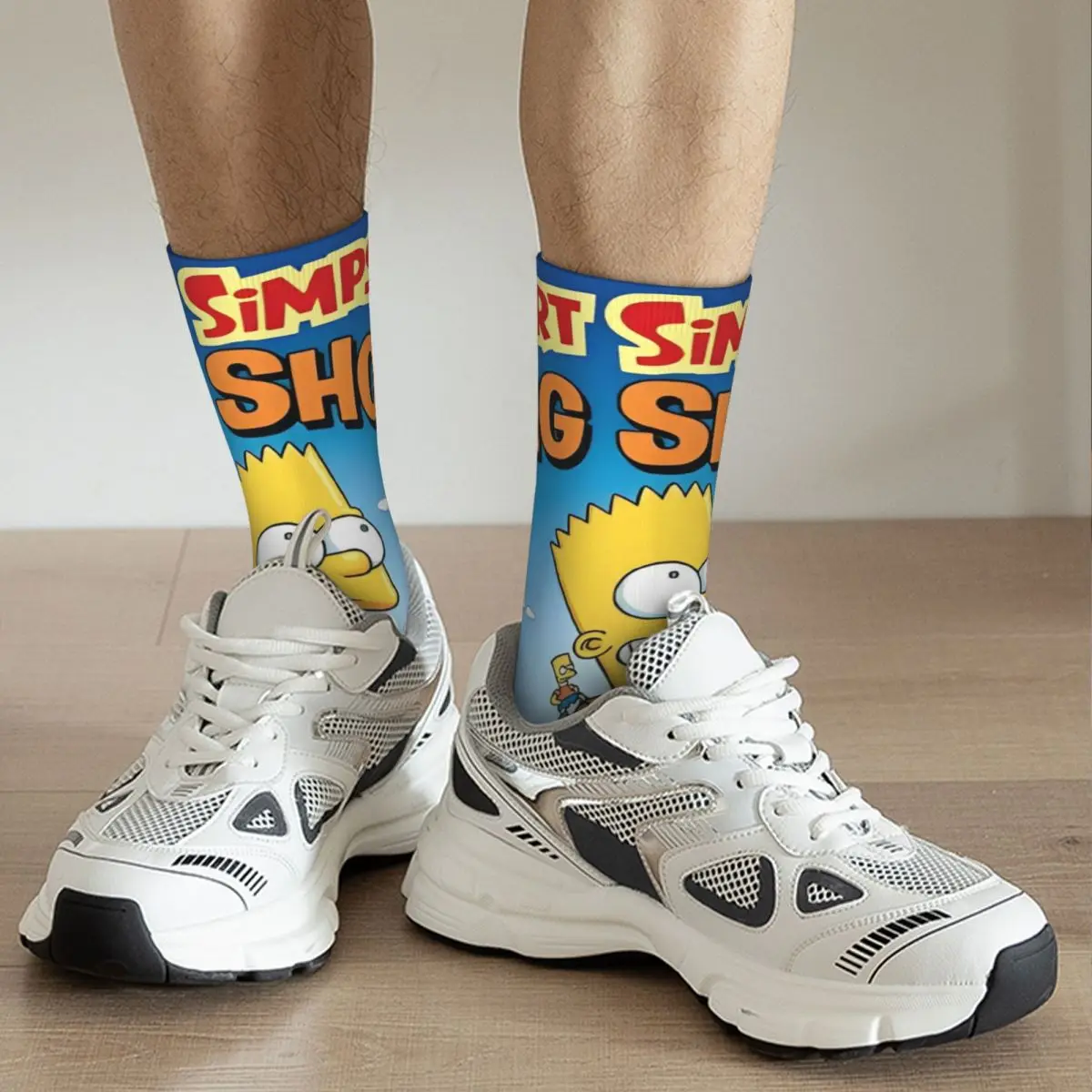 Chaussettes de course respirantes pour hommes et femmes, bas Kawaii, chaussettes d'hiver antibactériennes, film S-Simpsons, design