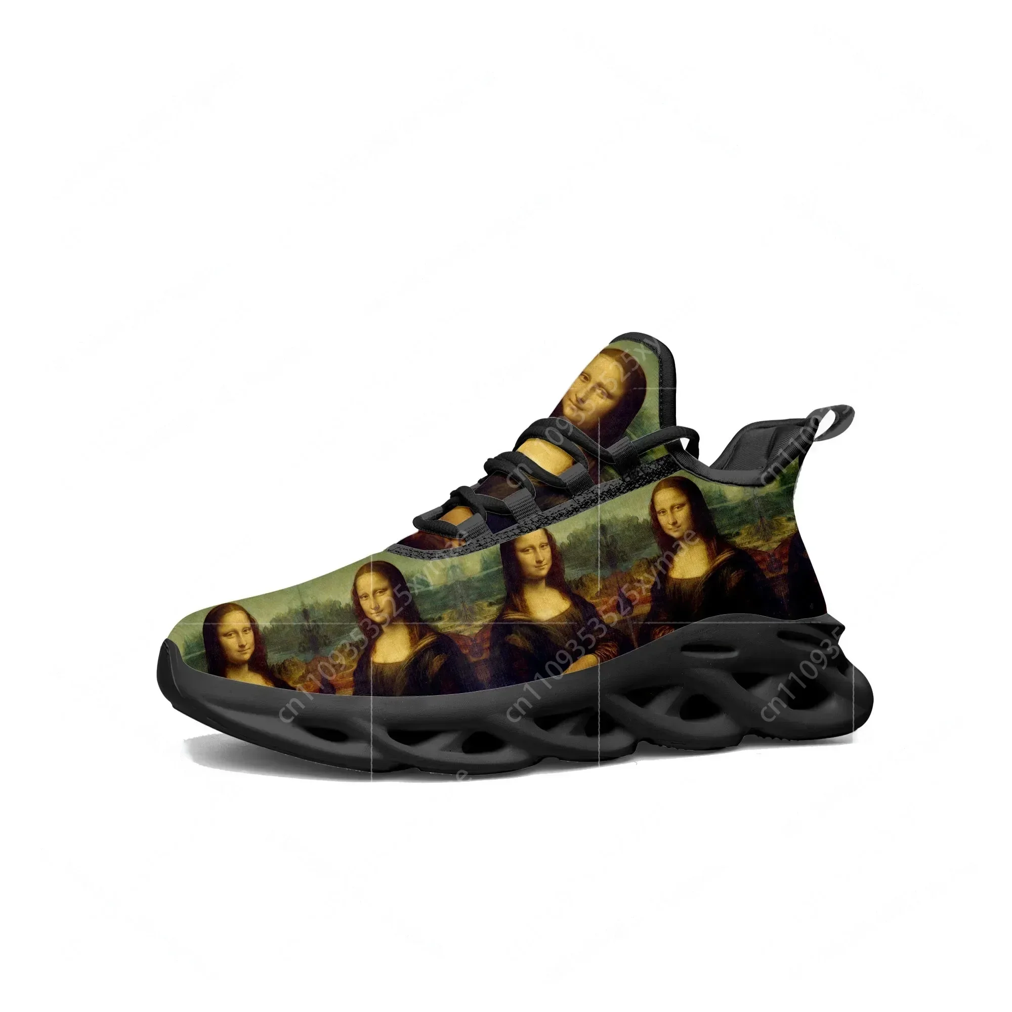 

Mona Lisa Flats Sneakers Mens Womens Sports Running Shoes DIY High Quality Sneaker Lace Up Mesh Footwear Custom Made Shoe Black