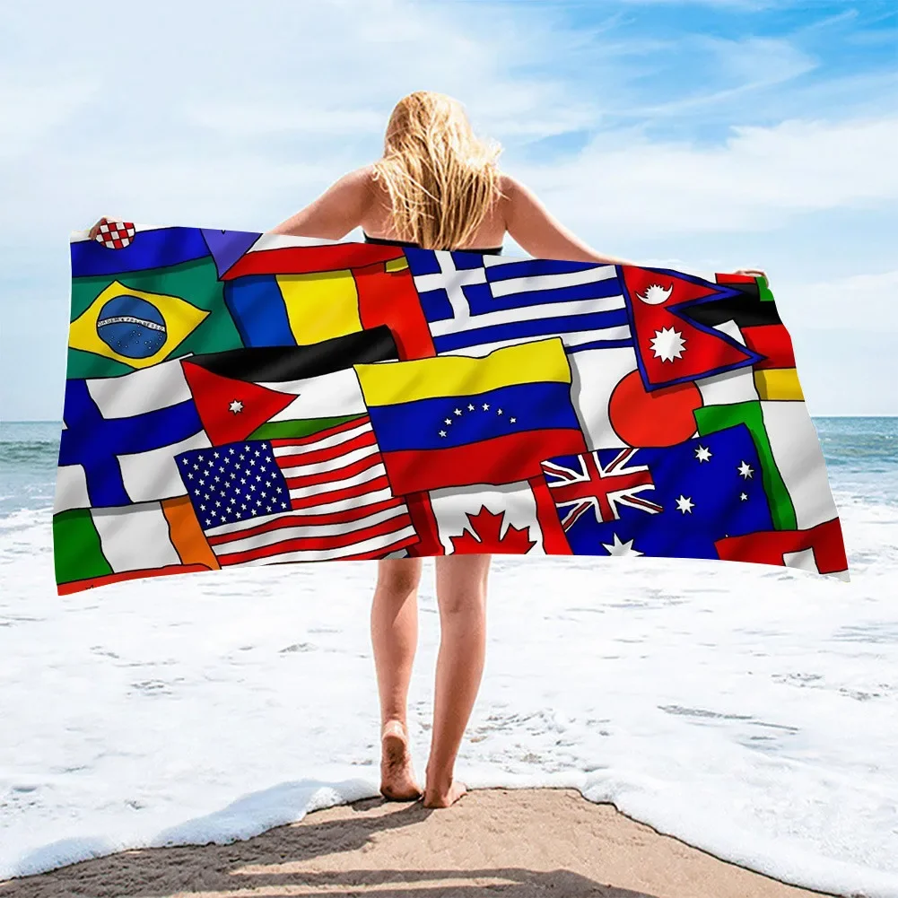 National Flag Beach Towel Oversized Super Soft Water Absorbation Bath  for Kids Adults Travel Camping Sports Yoga Mat 