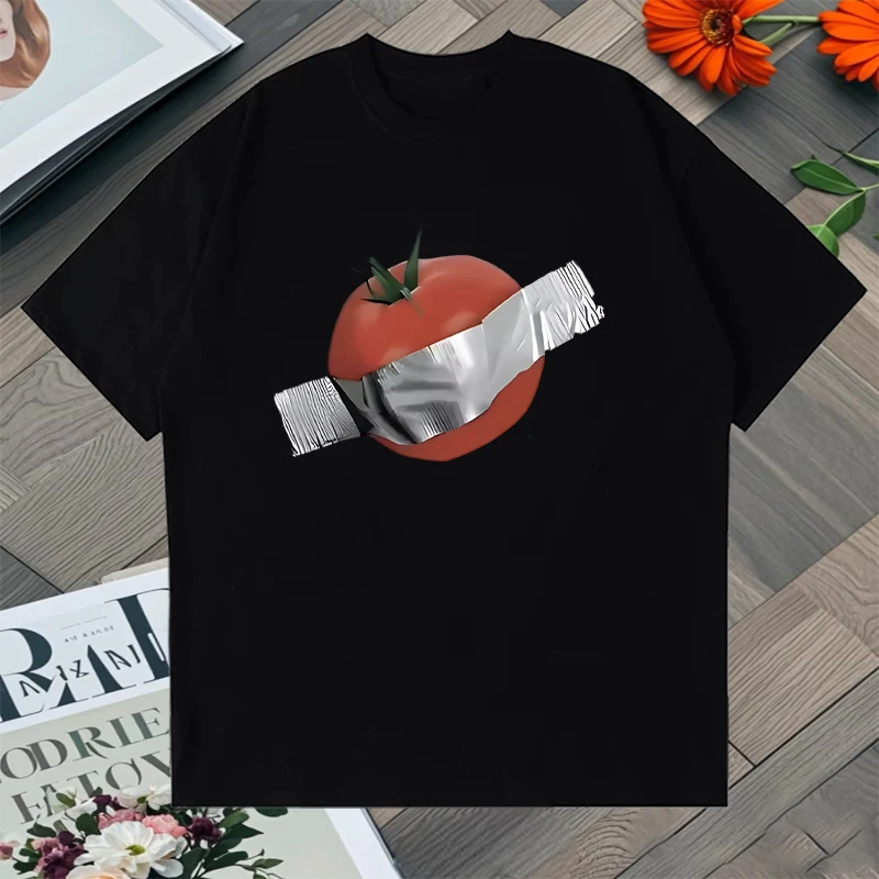 

Summer Spoof Tomato Print Graphic Crew Neck Loose Tee shirt Fashion Men Women short sleeve Cotton t-shirts Y2k Unisex Casual Top