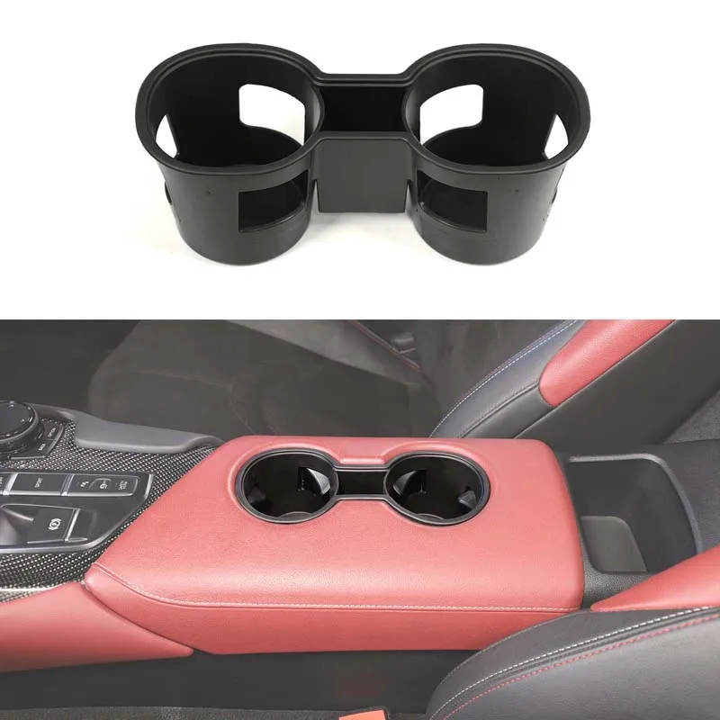 

For Toyota Supra 2019+ Automotive Interior Modification Automotive Center Console Cup Holder Protective Cover TPE Black