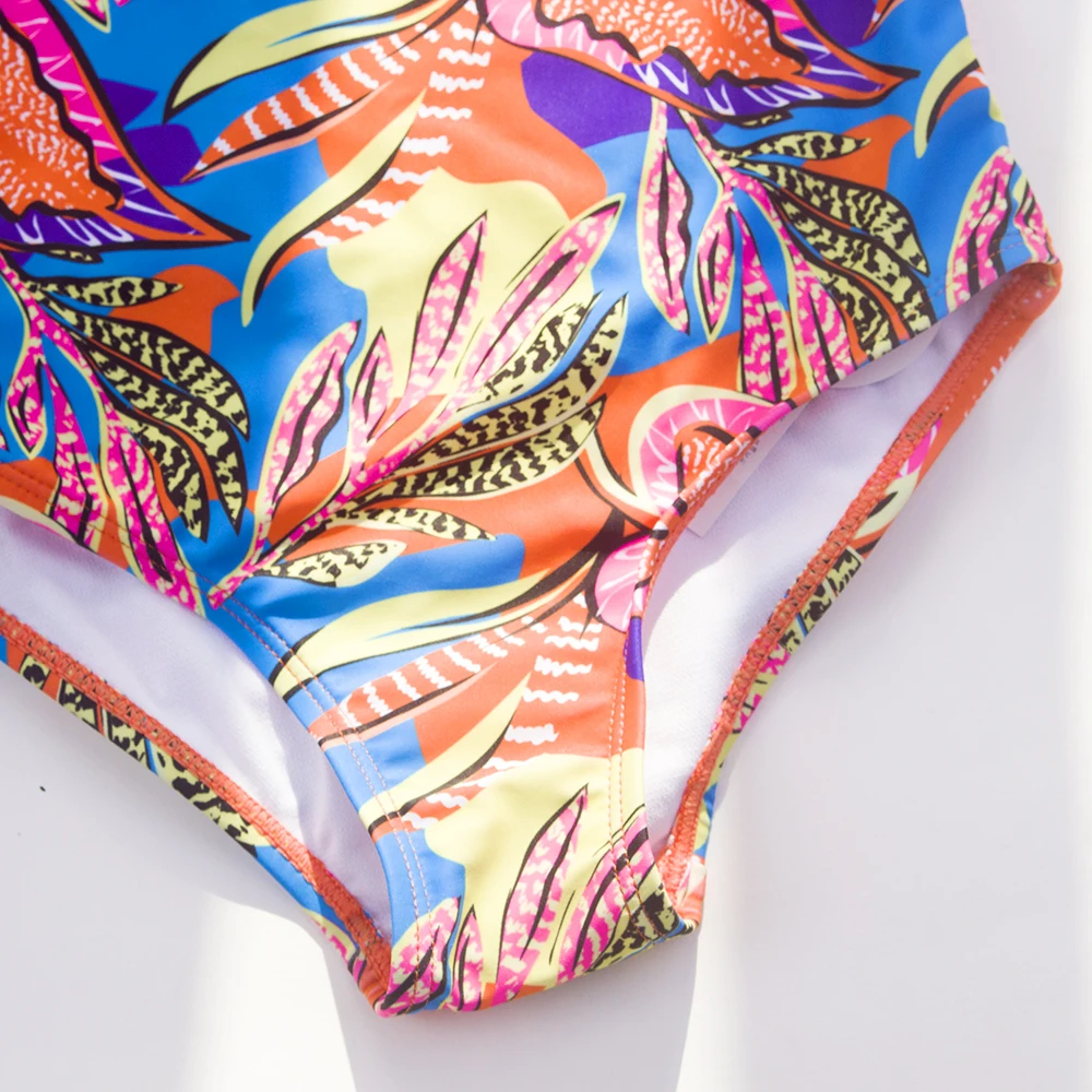 2024 Girls Ruffle Bikini Swimsuit Gradient Leopard Floral Animal Kids Swimwear Children Bikini Rainbo 435