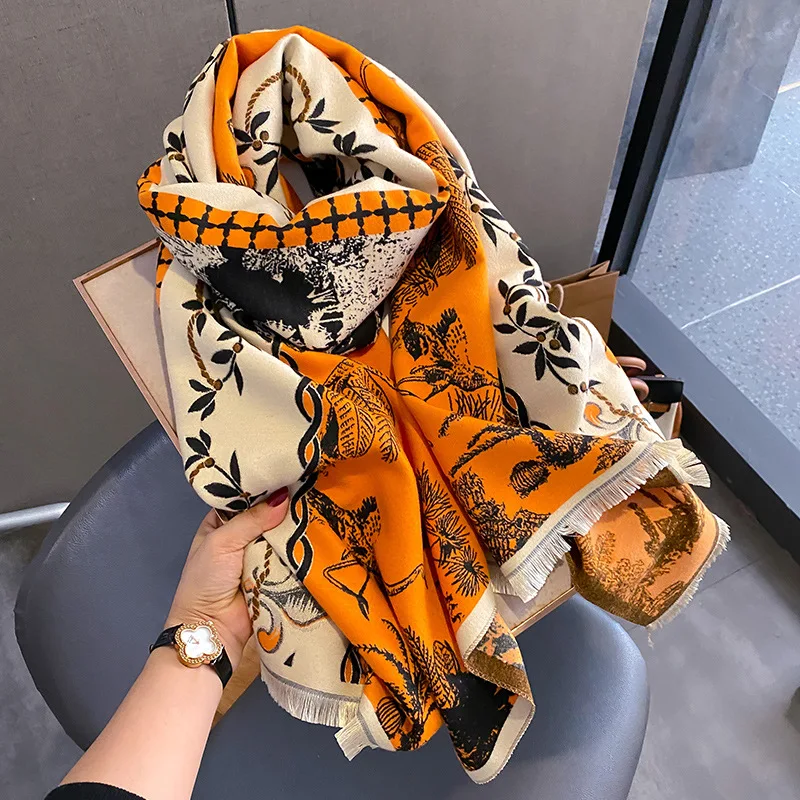 Winter Warm Scarf for Women Cashmere Shawls and Wraps Thick Blanket Poncho Fashion Solid Pashmina Female Neckercheif Bufandas