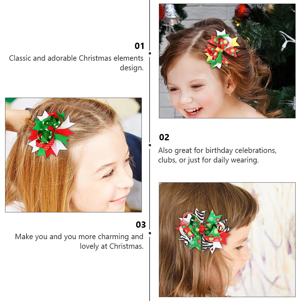 

8Pcs Christmas Hair Bow Clips Bow-Knot Hairpin Accessories Perfect for Holiday Party Girls Xmas Hairbarrettes Hair Bow Clips
