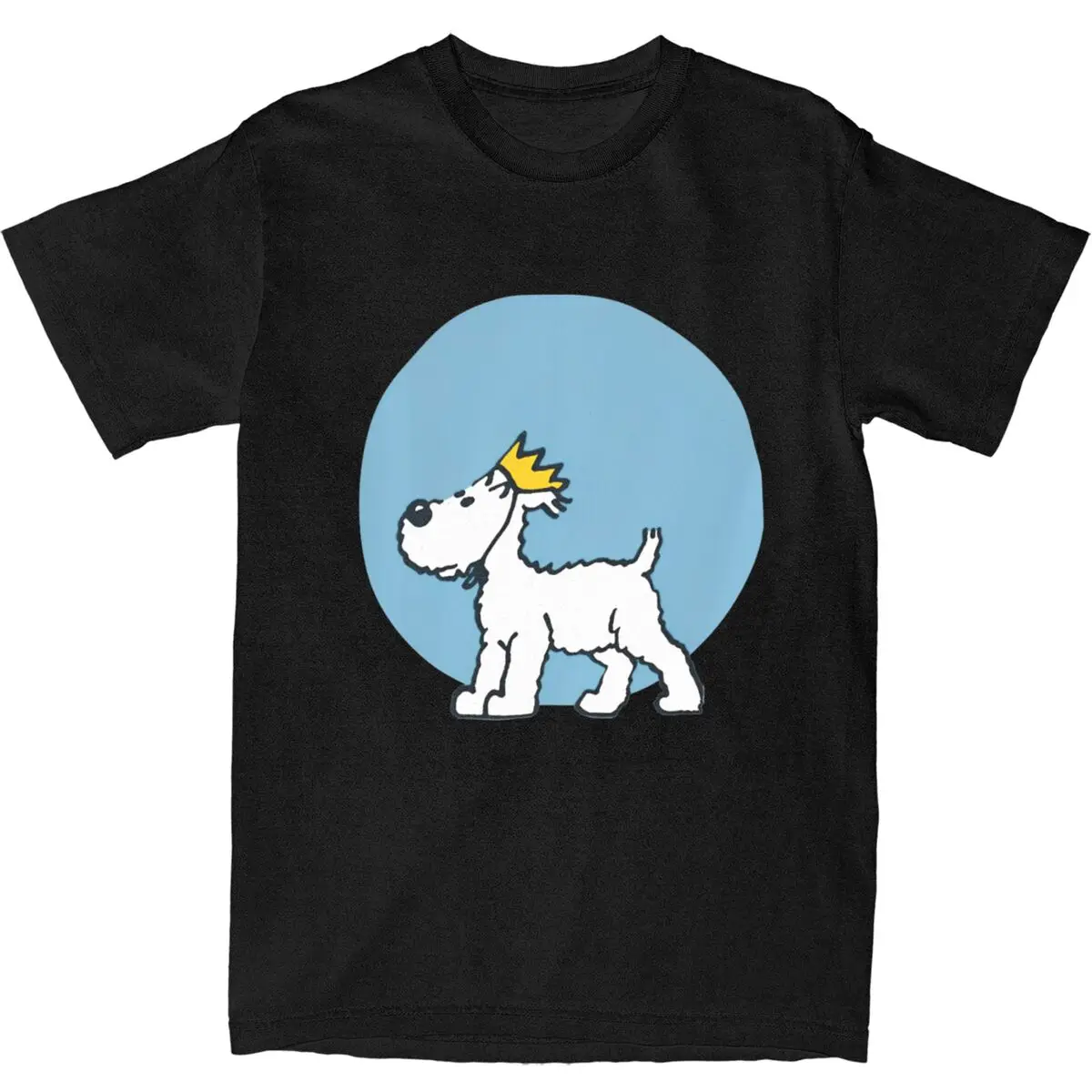 Kawaii Snowy Dog Captain Haddock T-Shirt Adult Cartoon Vintage Pure Cotton T Shirt Beach O-Neck Novelty Tees Cheap Oversized Top