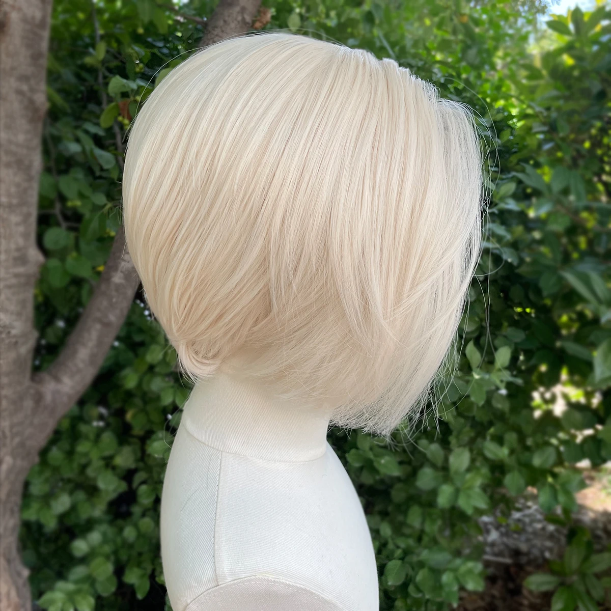 플래티넘 블론드 짧은 밥 컷 합성 레이스 프론트 가발 여성용 코스프레 가발 남성용 스타 글루리스 13x4 레이스 프론트 가발 자연