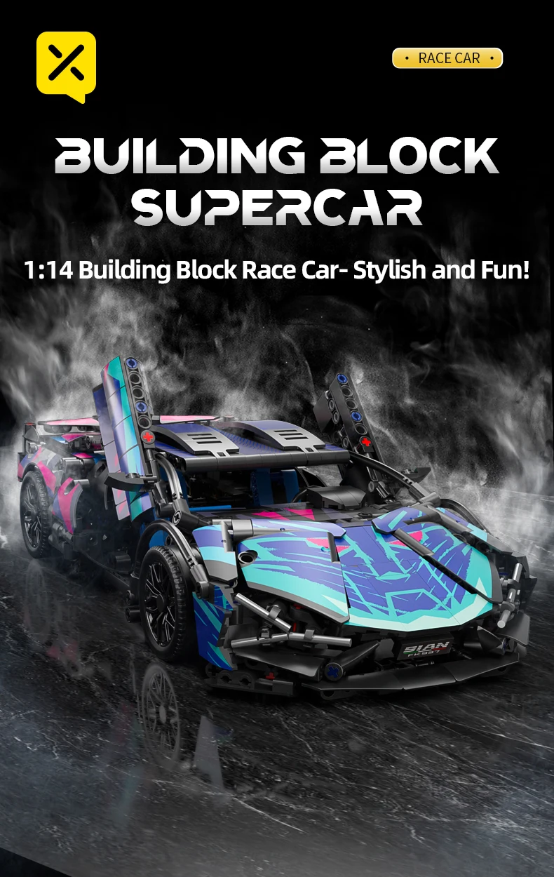 Toylinx 1:14 Technische Bausteine Rennwagen Modell Sammlerstück Auto Konstruktionsspielzeug für Jungen Desktop-Dekorationen mit Box – Detail 8