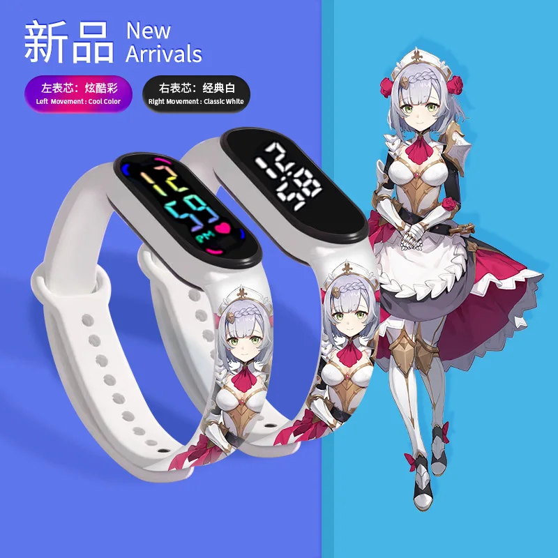 

Genshin Impact children's watches anime figure Amber Noelle LED Colorful classic white watch Waterproof Sports Watch kids gifts