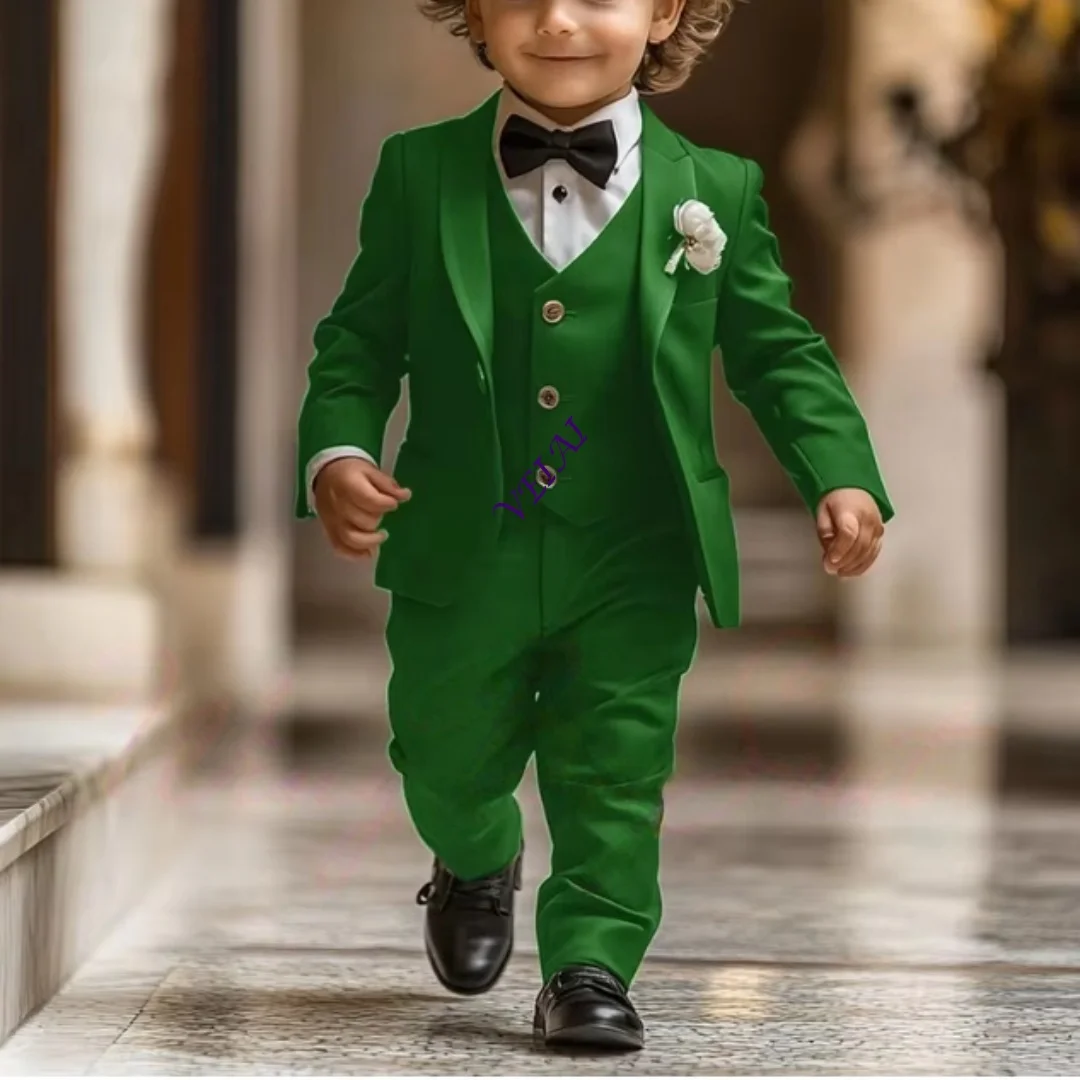 3 Piece Boy's Tuxedo Suit Set Custom Blazer Jacket Pants Vest Formal Wedding Kids Clothing for Boys 2-16 Years Old