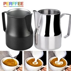 Stainless Steel Milk Frothing Jug Long Rounded Spout Latte Art Jug Milk Pitcher Frother Professional Barista Milk Steaming Jug