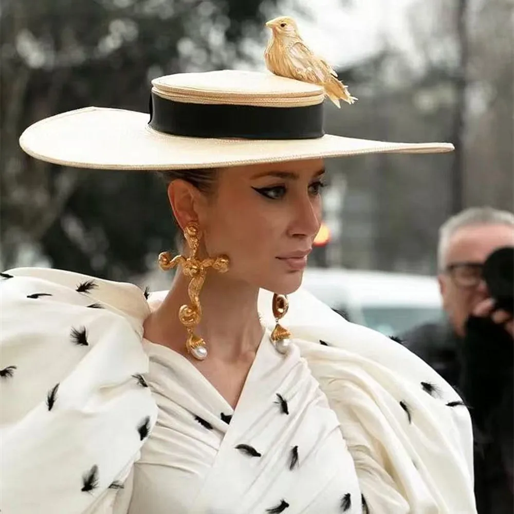 

Vintage Baroque Style Metal Alloy Cross Dangle Earrings for Women Jewelry Brand Fashion Show Statement Earrings