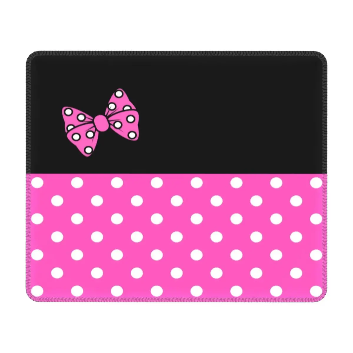 Custom Pink Minnie Mouse Polkadot Anime Mouse Pad with Locking Edge Square Gamer Mousepad Non-Slip Rubber Base Office Laptop Mat