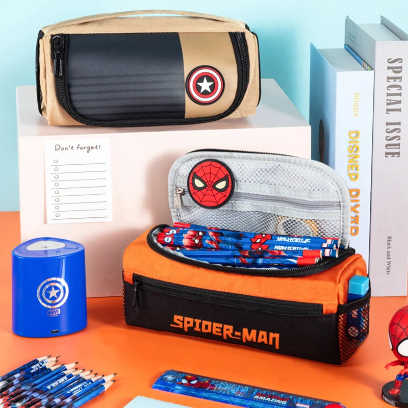 Disney Spiderman Large Capacity Pencil Case Cute Student Pen Box Boy Pencil Bag Stationery Storage Bag School Supplies Wholesale