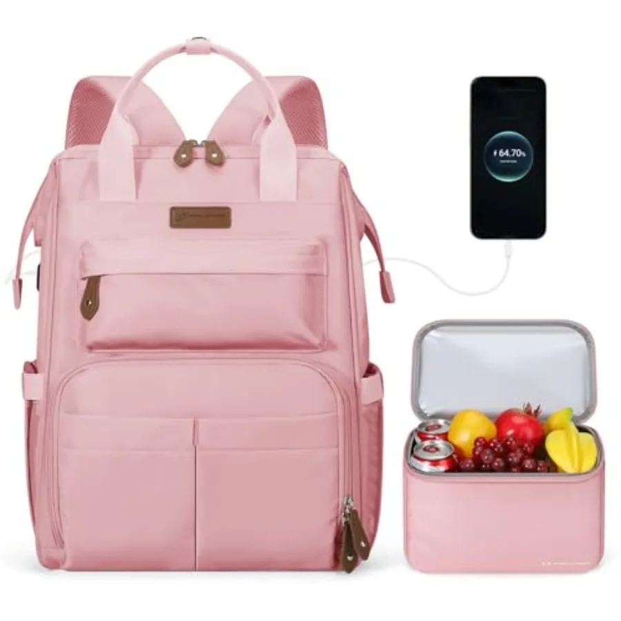 

Travel Backpack for Women MenLaptop Backpack Fits 15.6-17.3 Inch Laptop Nurse/Work Bag with Insulated Lunch Box