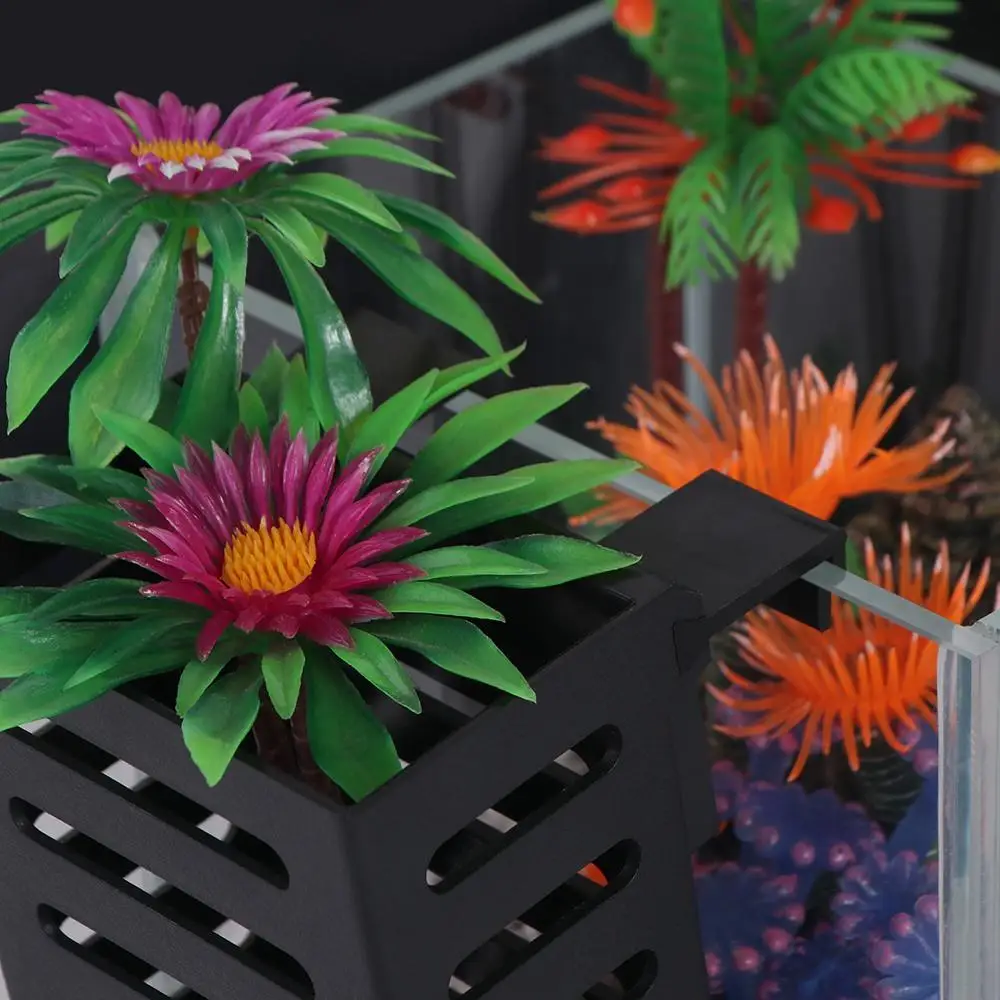 Zwarte hangende aquarium plantenhouder Drijvende plastic aquarium plantenbakbekers Plantenbakmanden met ophanghaken Aquatische plantenpot