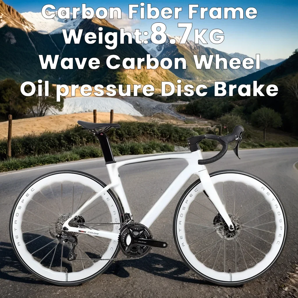 Full carbon fiber road bike,hydraulic disc brakes,ultra-light 24/12speed road racing,wireless electric variable,wave carbon rims