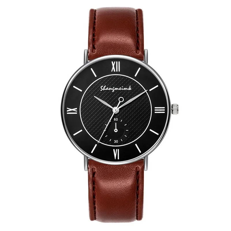 Mens Business  Design Mens Watches Luminous Hand  Leather Watch