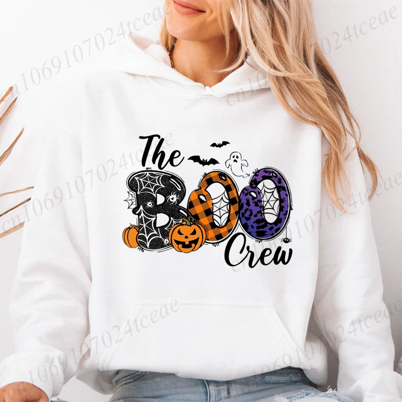 

Модные женские толстовки с принтом Boo Crew Family на Хэллоуин, свободные классические стильные уличные толстовки с длинными рукавами, толстовки с капюшоном Boo Crew