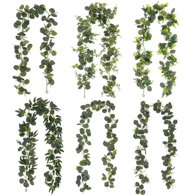

2pc 175cm Green Leaf Vine Simulation Vine Eucalyptus Leaf Home Decoration Winding Willow Leaf Money Leaf Plant Wall Hanging