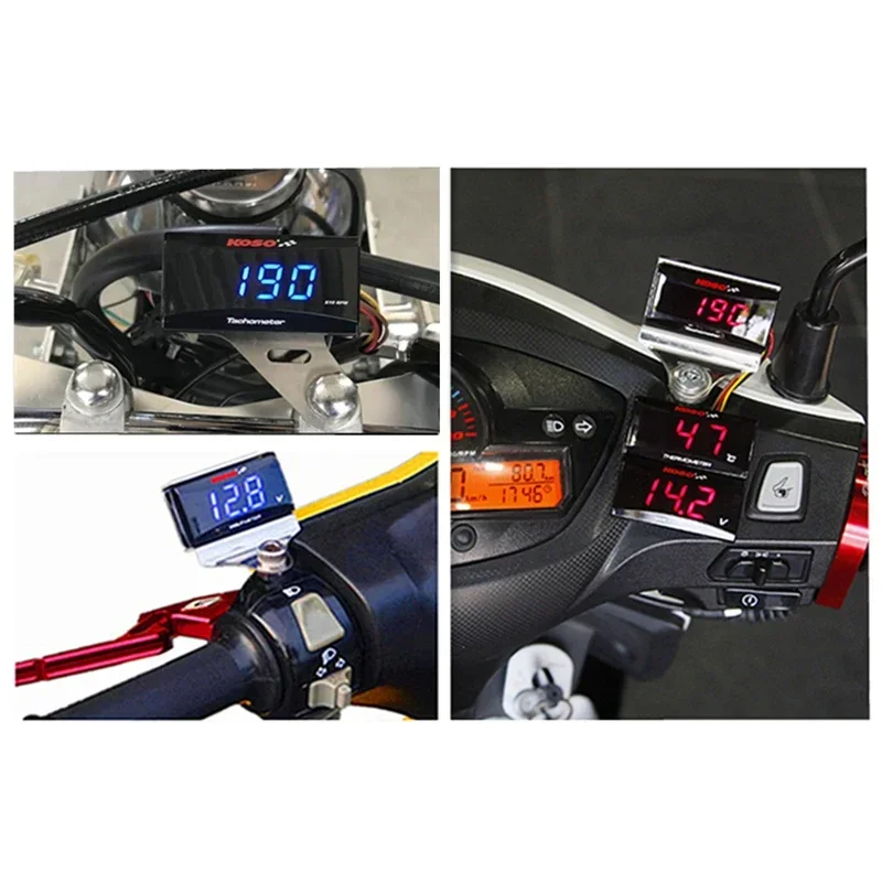 Koso Mini RPM Meter Digital Square LCD Display Engine Tach Hour Tachometer Gauge for Racing Motorcycle BMW YAMAHA KAWASAKI